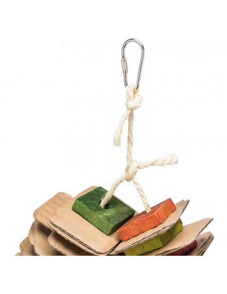 Fågelleksak, trä med pappdisketter