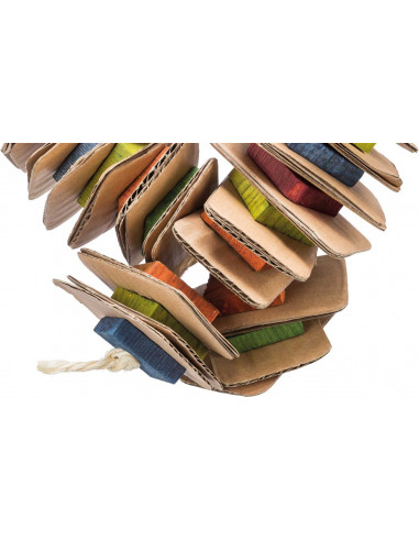 Fågelleksak, trä med pappdisketter