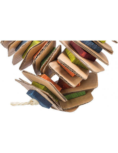 Fågelleksak, trä med pappdisketter