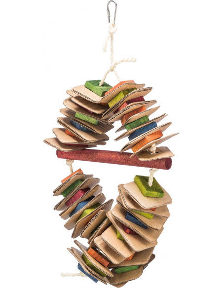 Fågelleksak, trä med pappdisketter