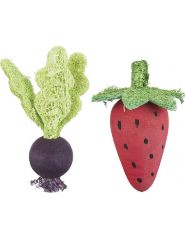 Trälekset med jordgubbe/rödbeta, trä/luffa