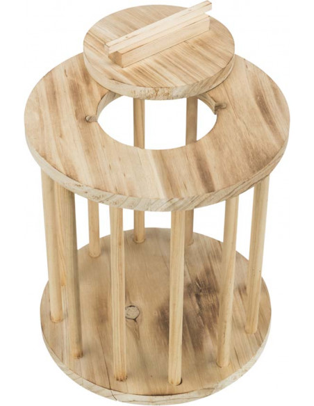 Höhäck/rulle med lock, trä/flamberad, ø 20 × 23 cm