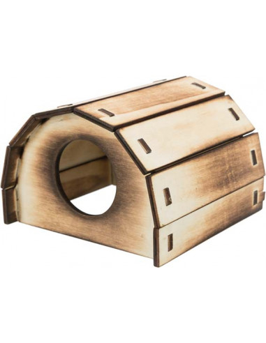 Mikkel trähus, flamberad, 13 × 9 × 12 cm