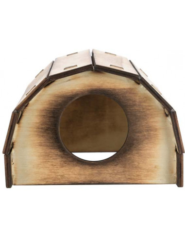 Mikkel trähus, flamberad, 13 × 9 × 12 cm