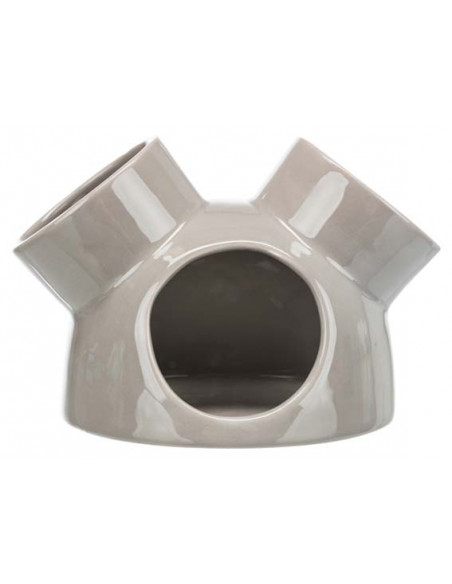 Keramikhus med 3 ingångar, mus, ø 16 × 12 cm, taupe