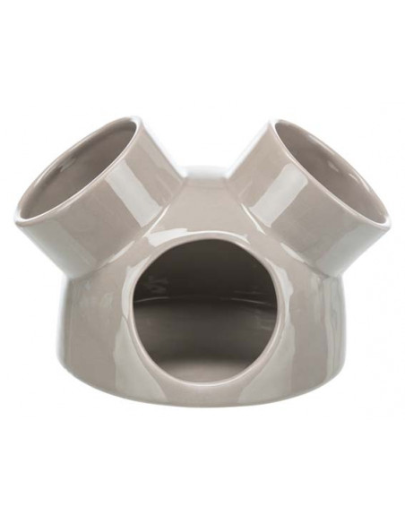Keramikhus med 3 ingångar, mus, ø 16 × 12 cm, taupe