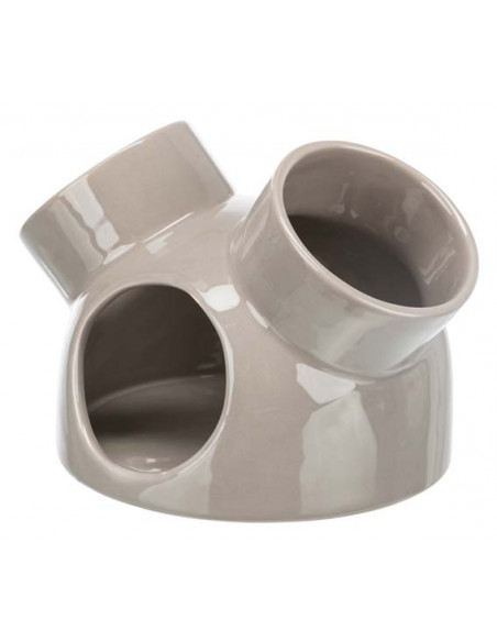 Keramikhus med 3 ingångar, mus, ø 16 × 12 cm, taupe