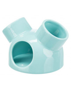 Keramikhus med 3 ingångar, mus, ø 12 × 10 cm, turkos