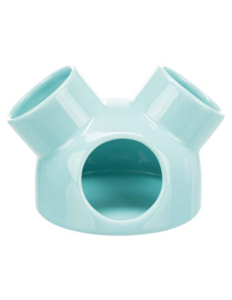 Keramikhus med 3 ingångar, mus, ø 12 × 10 cm, turkos