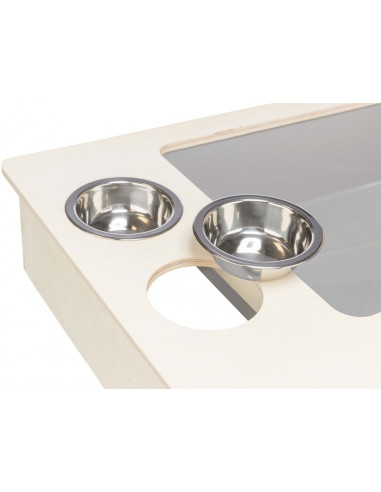 Foderstation m. skålar/höhäck, trä, 70 × 41 ×...