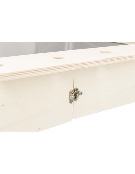 Foderstation m. skålar/höhäck, trä, 70 × 41 × 47 cm