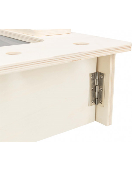 Foderstation m. skålar/höhäck, trä, 70 × 41 × 47 cm