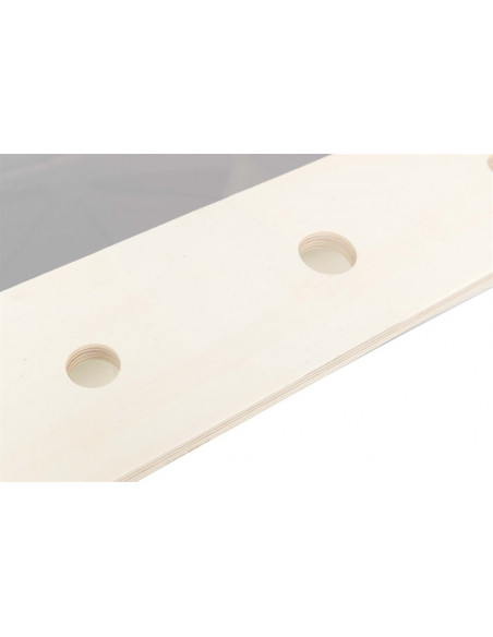 Foderstation m. skålar/höhäck, trä, 70 × 41 × 47 cm