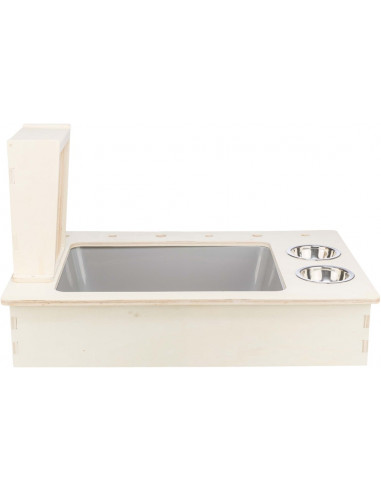 Foderstation m. skålar/höhäck, trä, 70 × 41 ×...