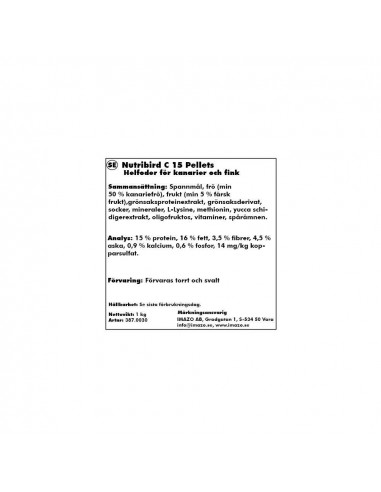 Nutribird C15 Pellets För Kanarie Och Fink 1kg